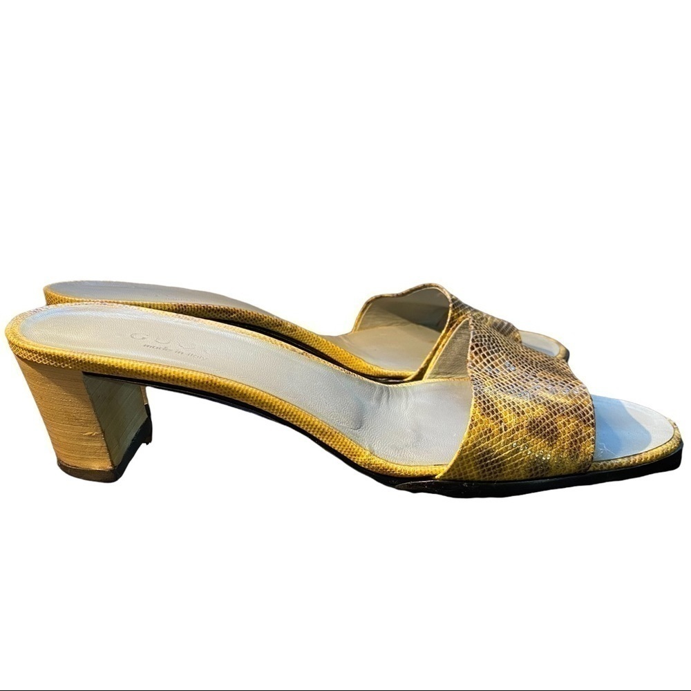 Gucci Python Print Chunky Heel Sandals - image 3